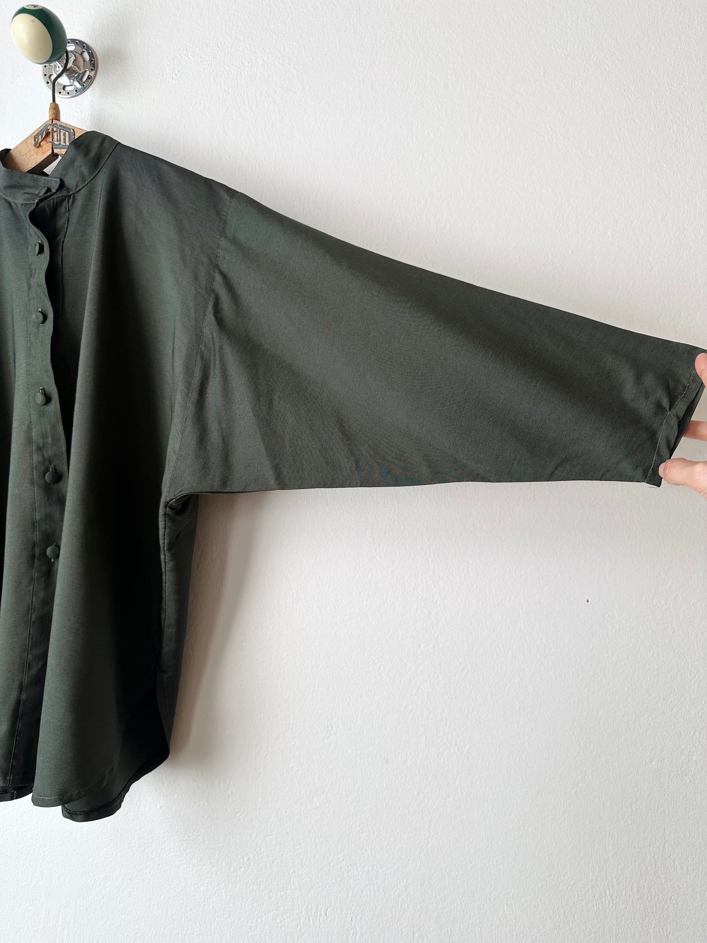 French forest green bat shirt