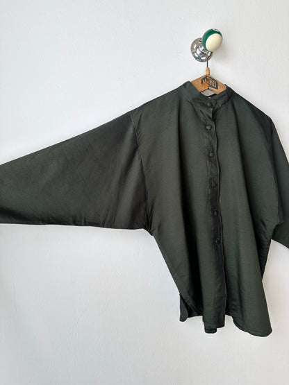 French forest green bat shirt