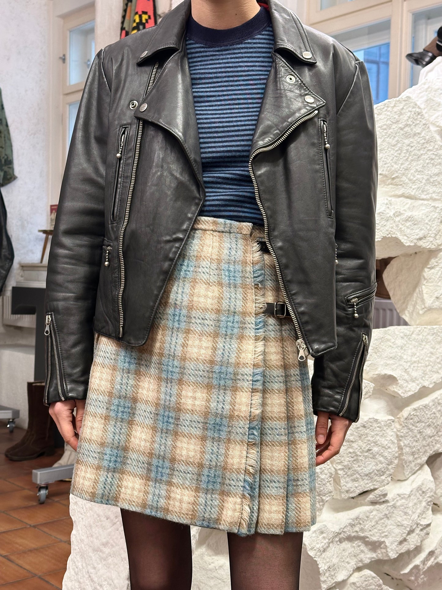 tartan mohair wool skirt made in England