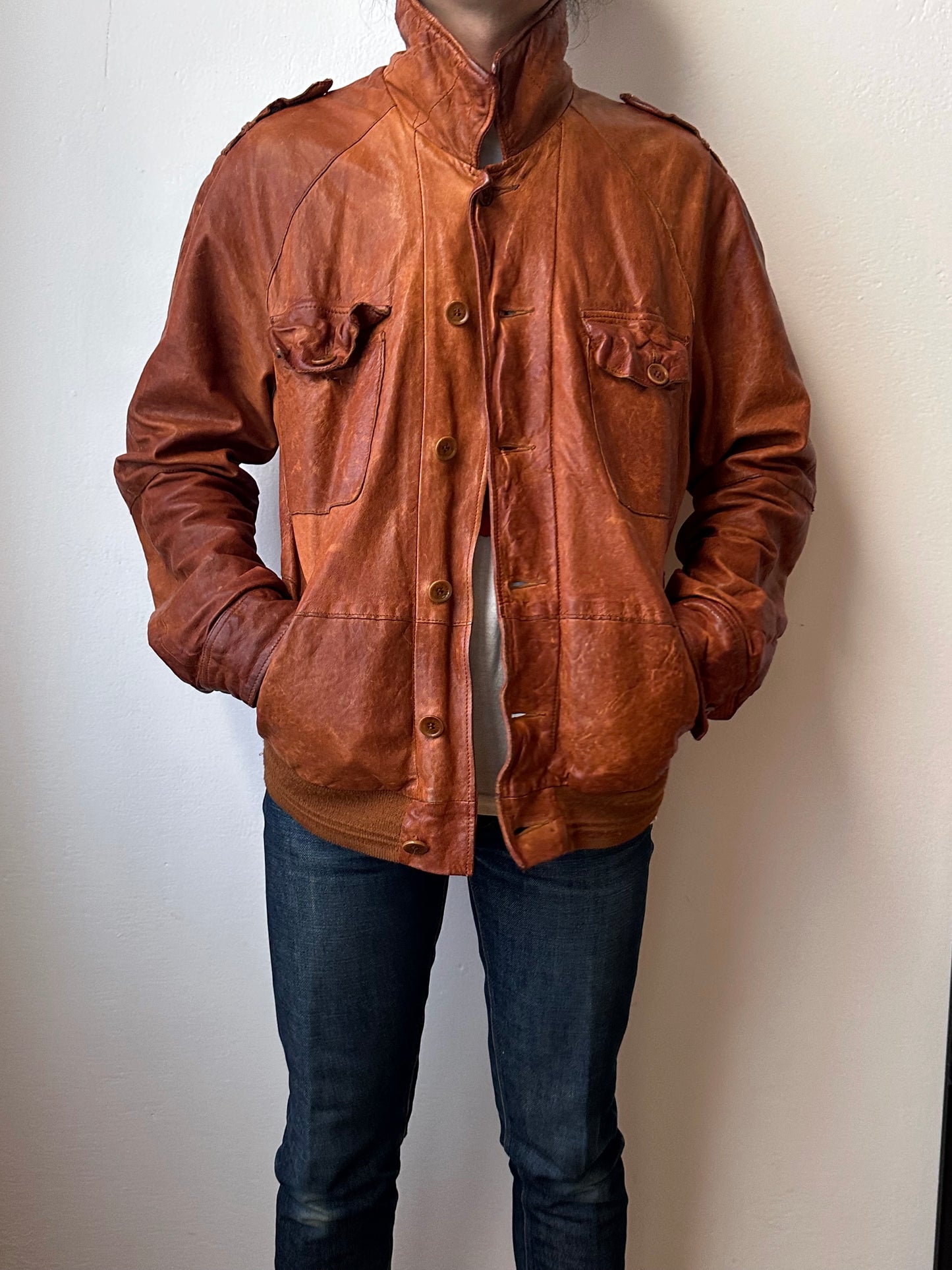 CLOSED Leather Jacket Made in Italy クローズド Vintage Toto Praha Vintage clothing store Antique shop Prague ヴィンテージ 古着屋 プラハ ショールーム Showroom appointment 予約製 ユーロ古着 ヨーロッパ古着 古着卸 フランス買い付け 