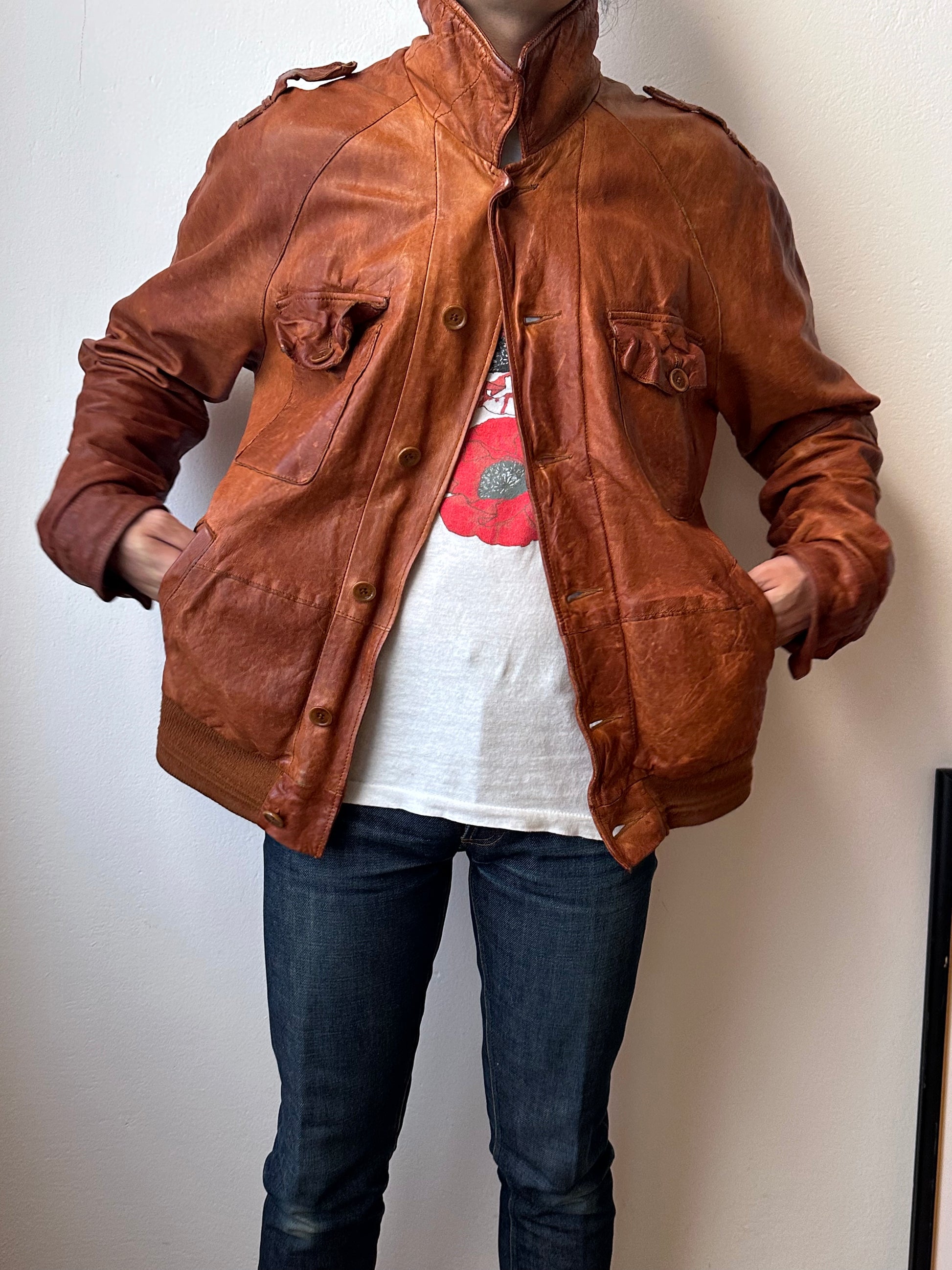 CLOSED Leather Jacket Made in Italy クローズド Vintage Toto Praha Vintage clothing store Antique shop Prague ヴィンテージ 古着屋 プラハ ショールーム Showroom appointment 予約製 ユーロ古着 ヨーロッパ古着 古着卸 フランス買い付け 