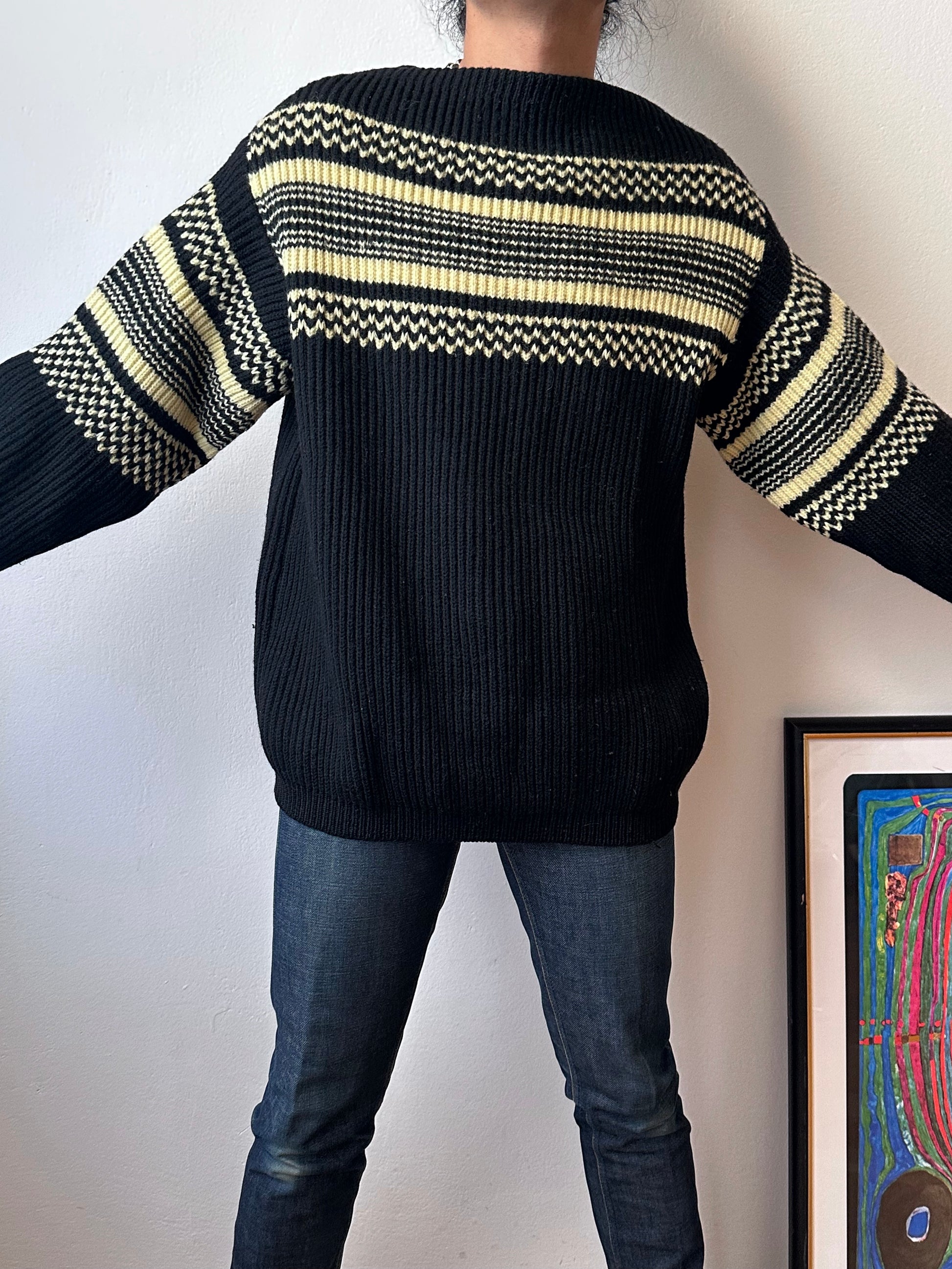 1950's 50年代 1960's 60年代 Ski jumper Wool Merino Wolle Black 黒 ニット Vintage Toto Praha Vintage clothing store Antique shop Prague ヴィンテージ 古着屋 プラハ ショールーム Showroom appointment 予約製 ユーロ古着 ヨーロッパ古着 古着卸 フランス買い付け 