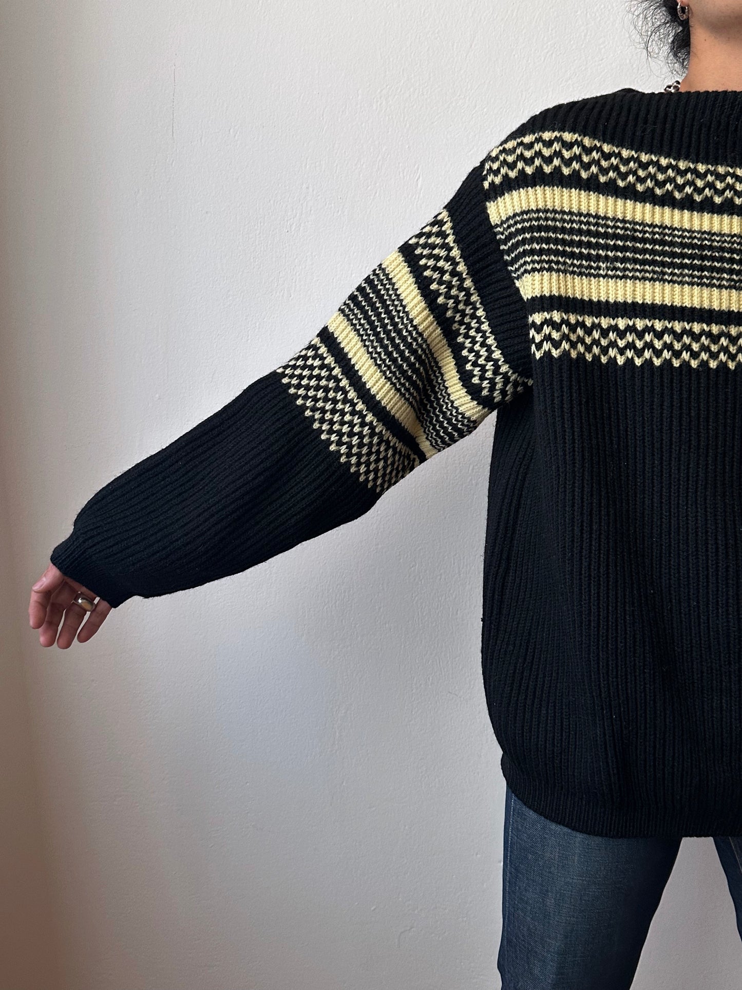 1950's 50年代 1960's 60年代 Ski jumper Wool Merino Wolle Black 黒 ニット Vintage Toto Praha Vintage clothing store Antique shop Prague ヴィンテージ 古着屋 プラハ ショールーム Showroom appointment 予約製 ユーロ古着 ヨーロッパ古着 古着卸 フランス買い付け 