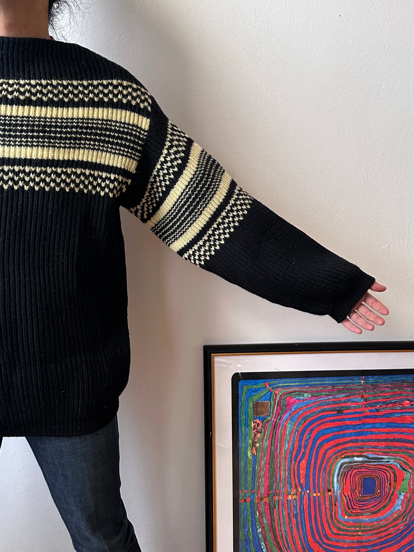 1950's 50年代 1960's 60年代 Ski jumper Wool Merino Wolle Black 黒 ニット Vintage Toto Praha Vintage clothing store Antique shop Prague ヴィンテージ 古着屋 プラハ ショールーム Showroom appointment 予約製 ユーロ古着 ヨーロッパ古着 古着卸 フランス買い付け 