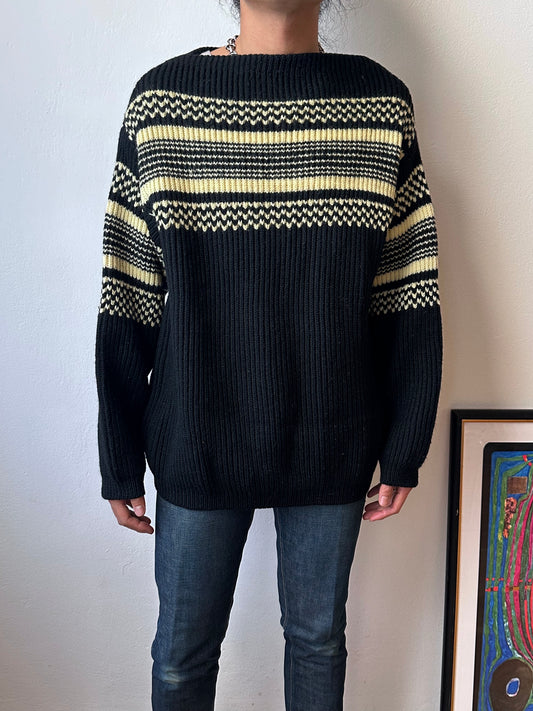 1950's 50年代 1960's 60年代 Ski jumper Wool Merino Wolle Black 黒 ニット Vintage Toto Praha Vintage clothing store Antique shop Prague ヴィンテージ 古着屋 プラハ ショールーム Showroom appointment 予約製 ユーロ古着 ヨーロッパ古着 古着卸 フランス買い付け 