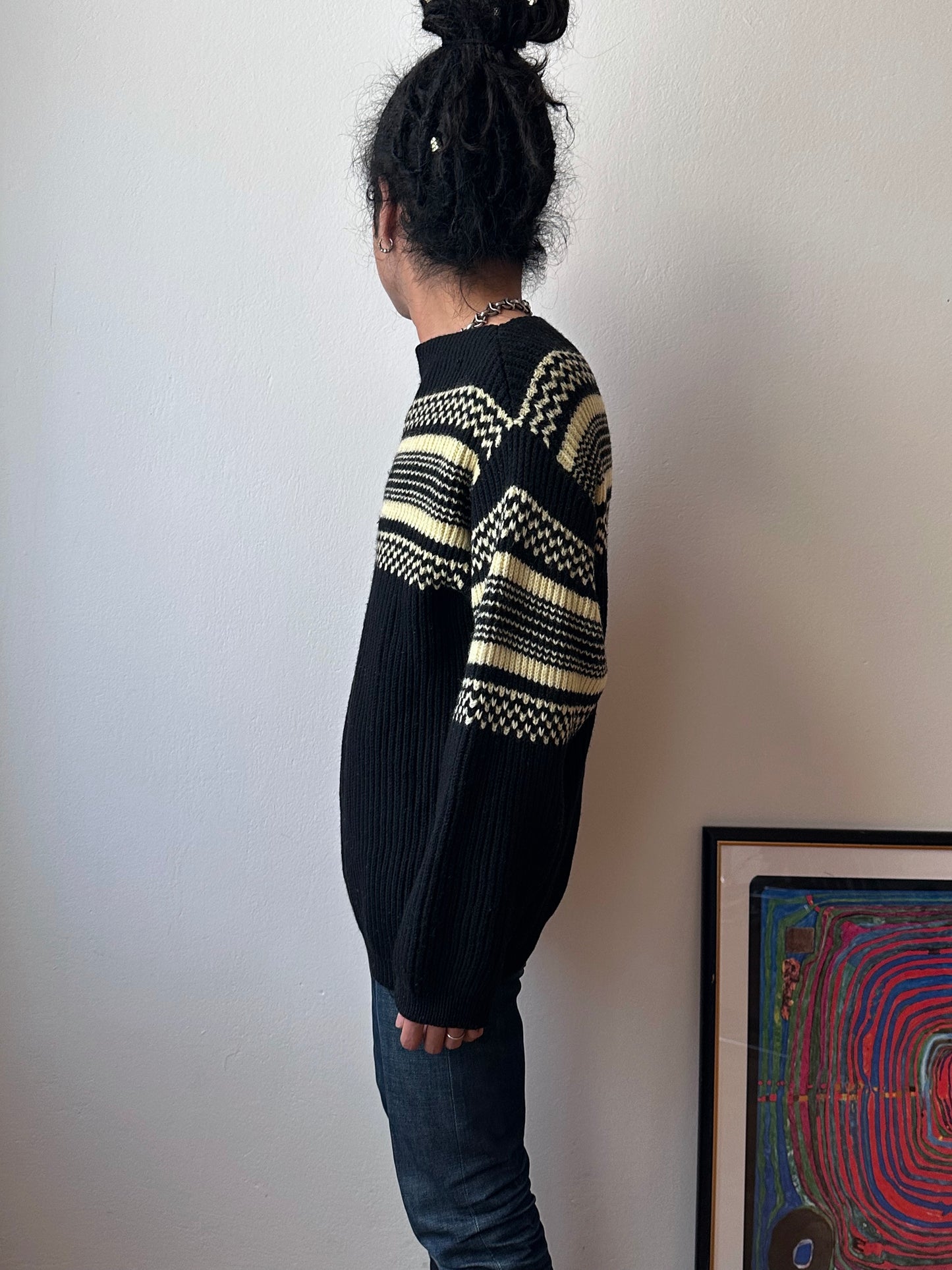 1950's 50年代 1960's 60年代 Ski jumper Wool Merino Wolle Black 黒 ニット Vintage Toto Praha Vintage clothing store Antique shop Prague ヴィンテージ 古着屋 プラハ ショールーム Showroom appointment 予約製 ユーロ古着 ヨーロッパ古着 古着卸 フランス買い付け 