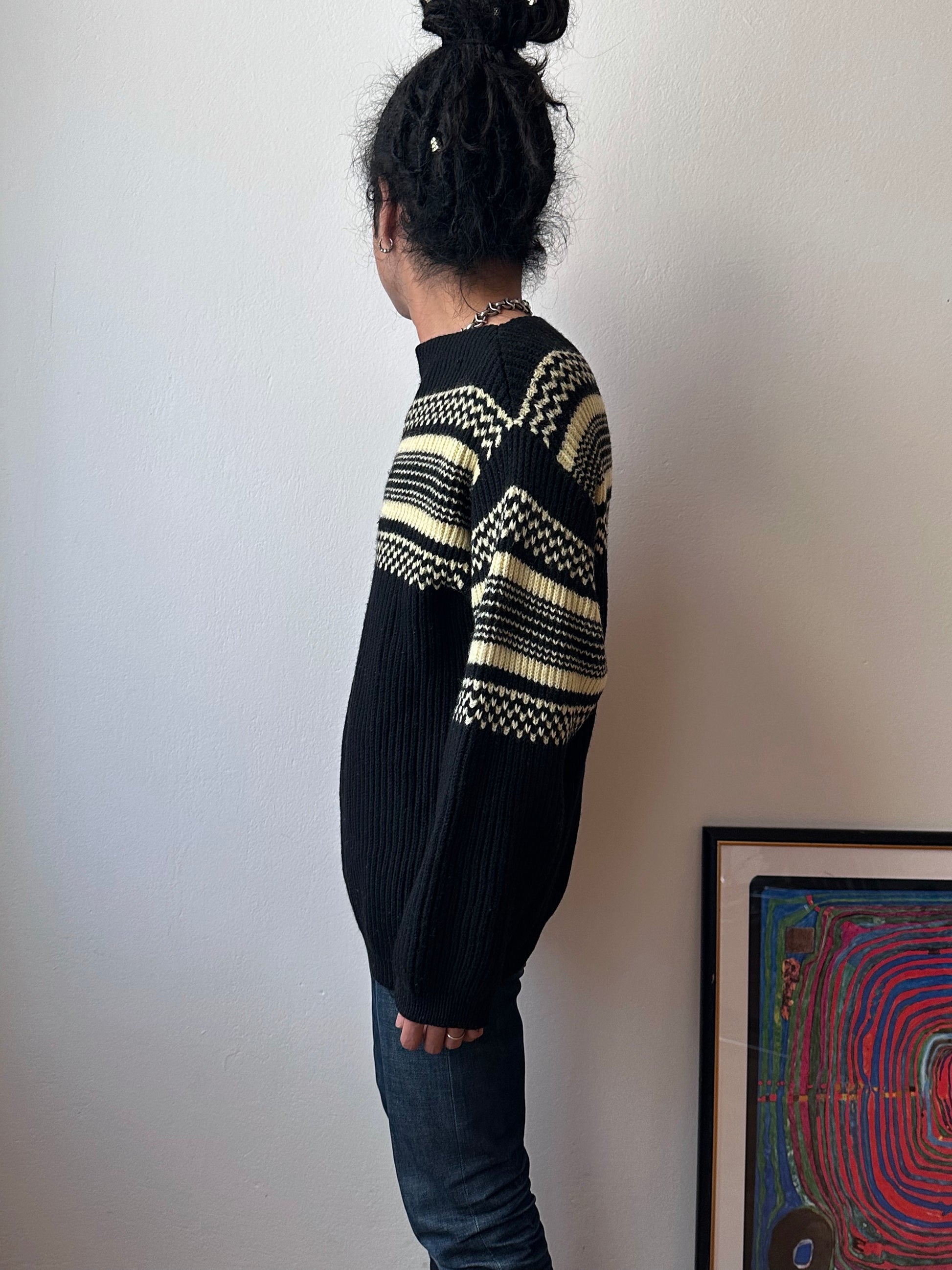 1950's 50年代 1960's 60年代 Ski jumper Wool Merino Wolle Black 黒 ニット Vintage Toto Praha Vintage clothing store Antique shop Prague ヴィンテージ 古着屋 プラハ ショールーム Showroom appointment 予約製 ユーロ古着 ヨーロッパ古着 古着卸 フランス買い付け 