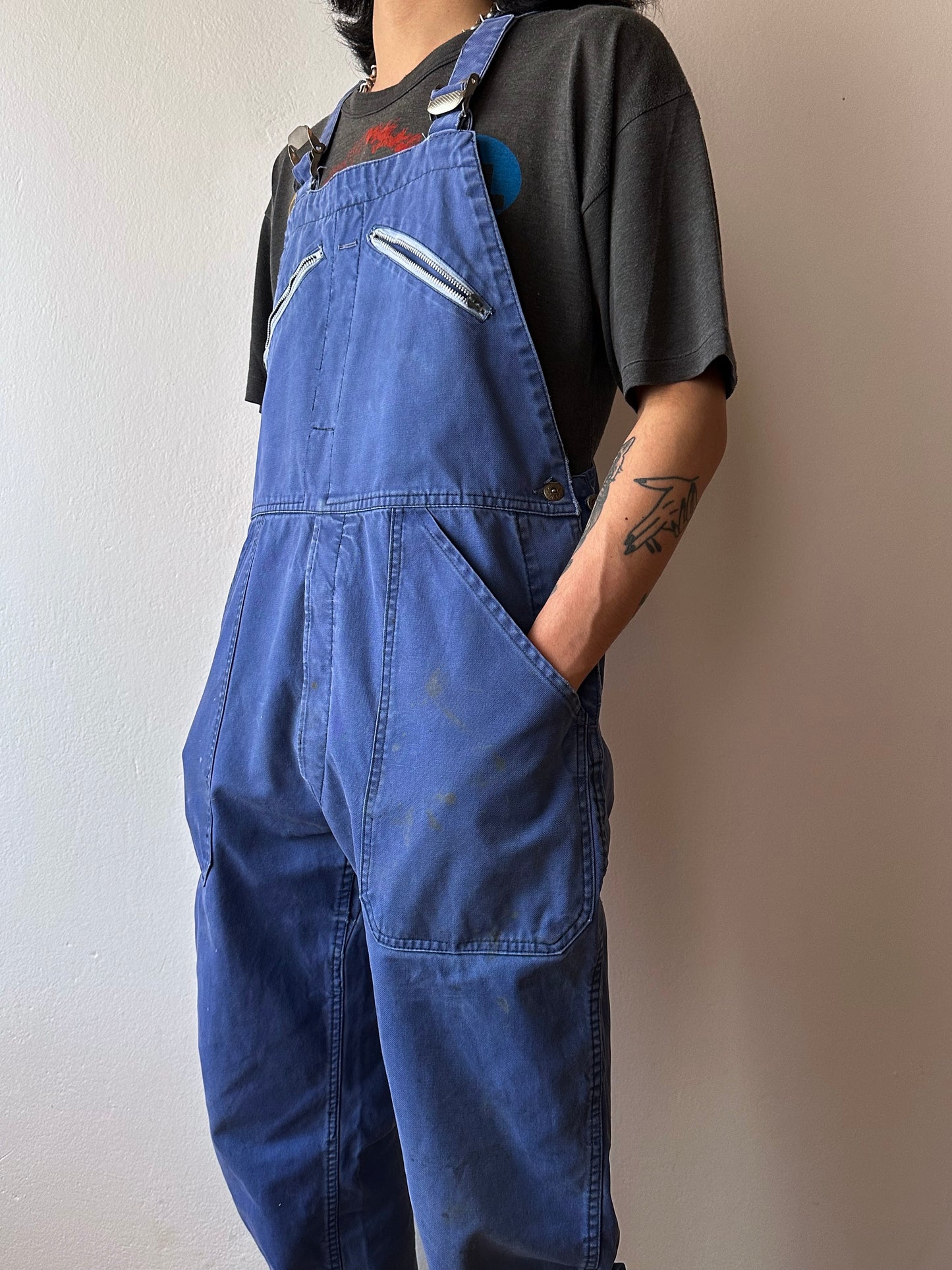 French Adolphe Lafont blue cotton twill overalls 50's 60's workwear vintage フレンチワーク ユーロ古着 ヨーロッパ古着