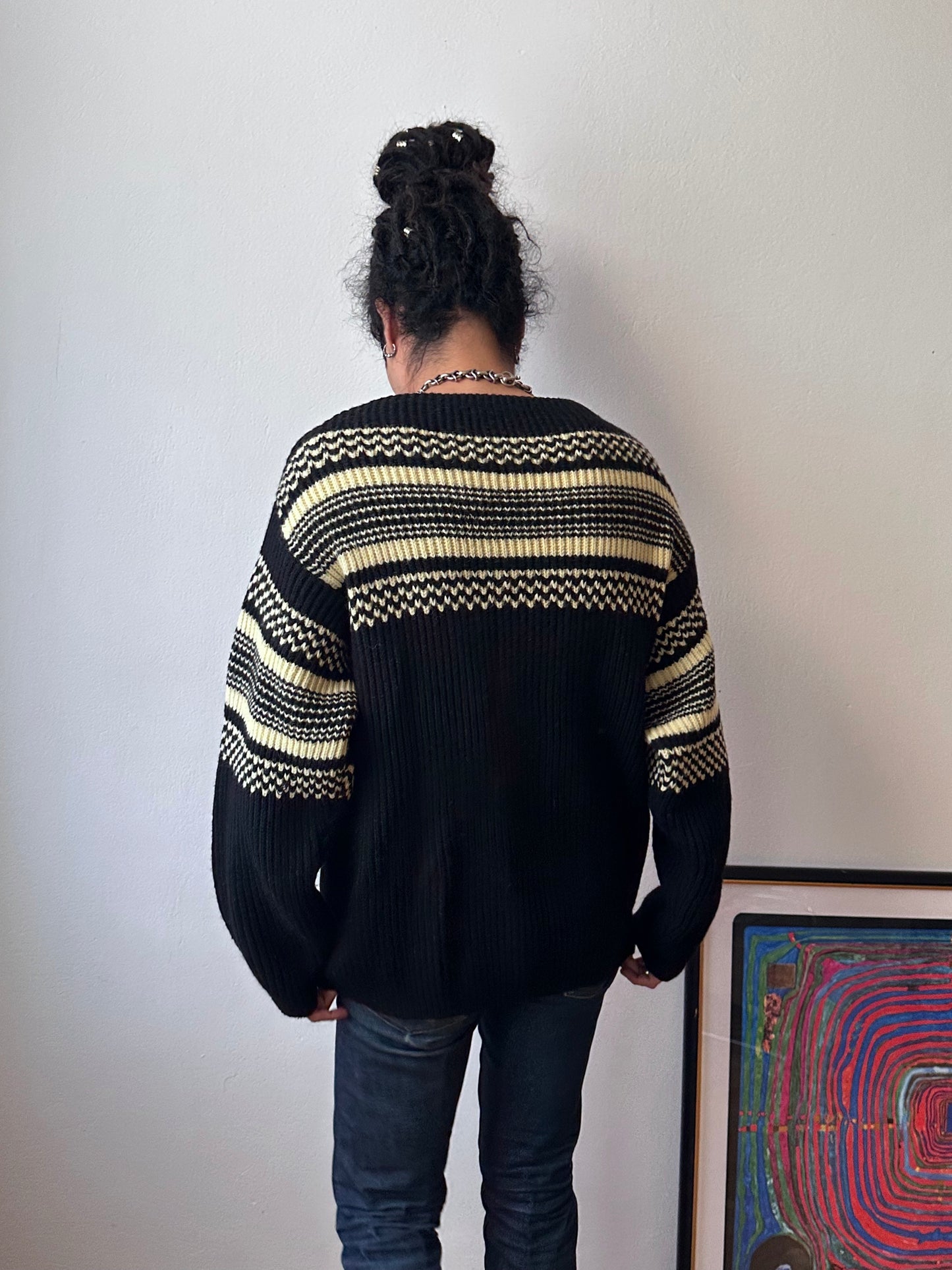 1950's 50年代 1960's 60年代 Ski jumper Wool Merino Wolle Black 黒 ニット Vintage Toto Praha Vintage clothing store Antique shop Prague ヴィンテージ 古着屋 プラハ ショールーム Showroom appointment 予約製 ユーロ古着 ヨーロッパ古着 古着卸 フランス買い付け 