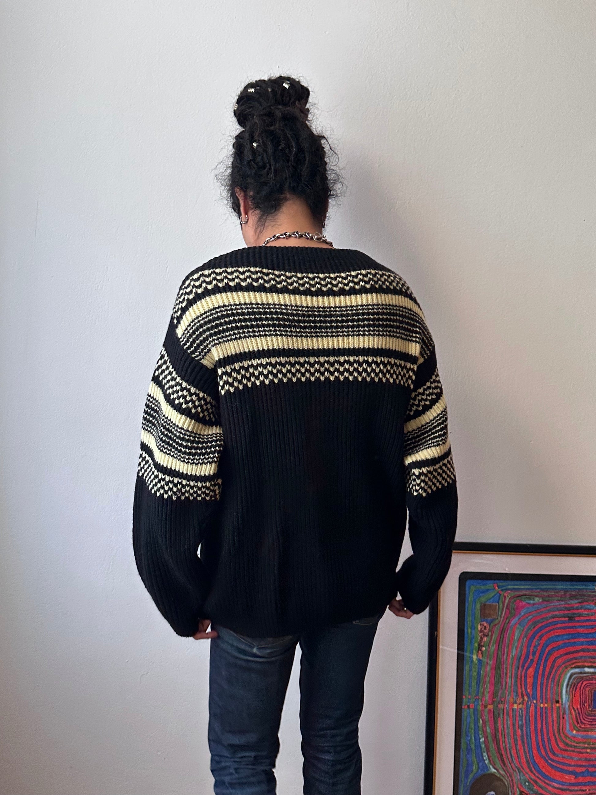 1950's 50年代 1960's 60年代 Ski jumper Wool Merino Wolle Black 黒 ニット Vintage Toto Praha Vintage clothing store Antique shop Prague ヴィンテージ 古着屋 プラハ ショールーム Showroom appointment 予約製 ユーロ古着 ヨーロッパ古着 古着卸 フランス買い付け 