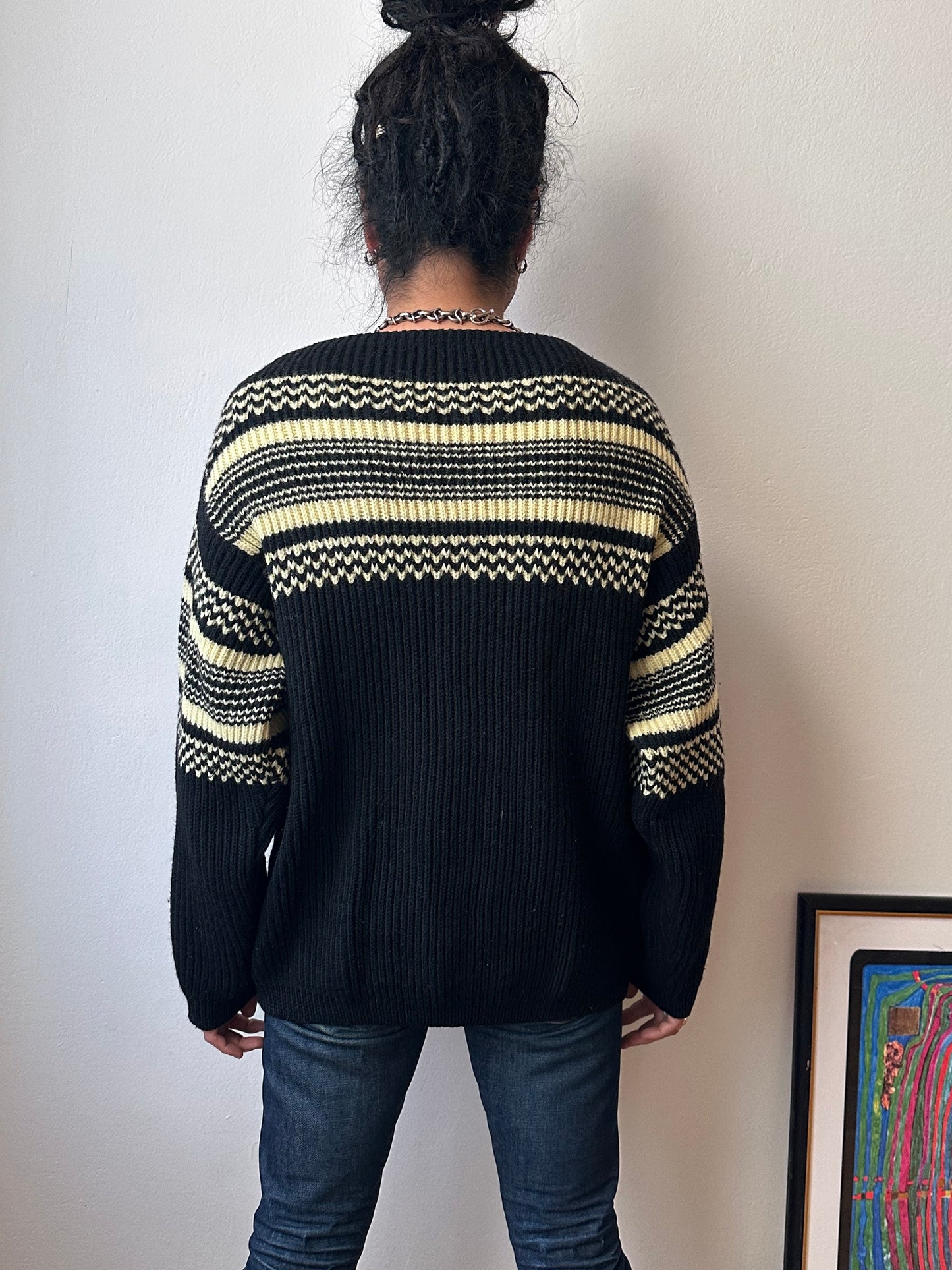 1950's 50年代 1960's 60年代 Ski jumper Wool Merino Wolle Black 黒 ニット Vintage Toto Praha Vintage clothing store Antique shop Prague ヴィンテージ 古着屋 プラハ ショールーム Showroom appointment 予約製 ユーロ古着 ヨーロッパ古着 古着卸 フランス買い付け 