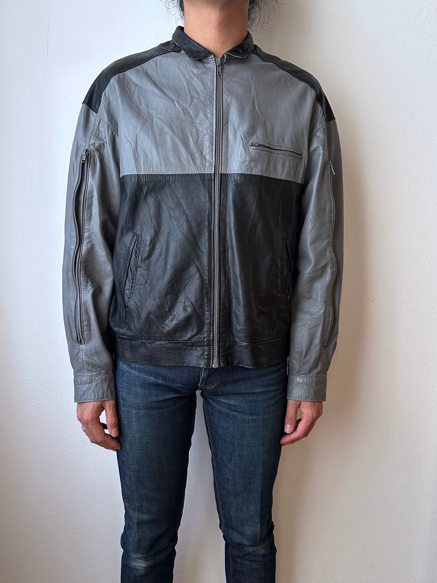 80s Two-tone Italian leather jacket