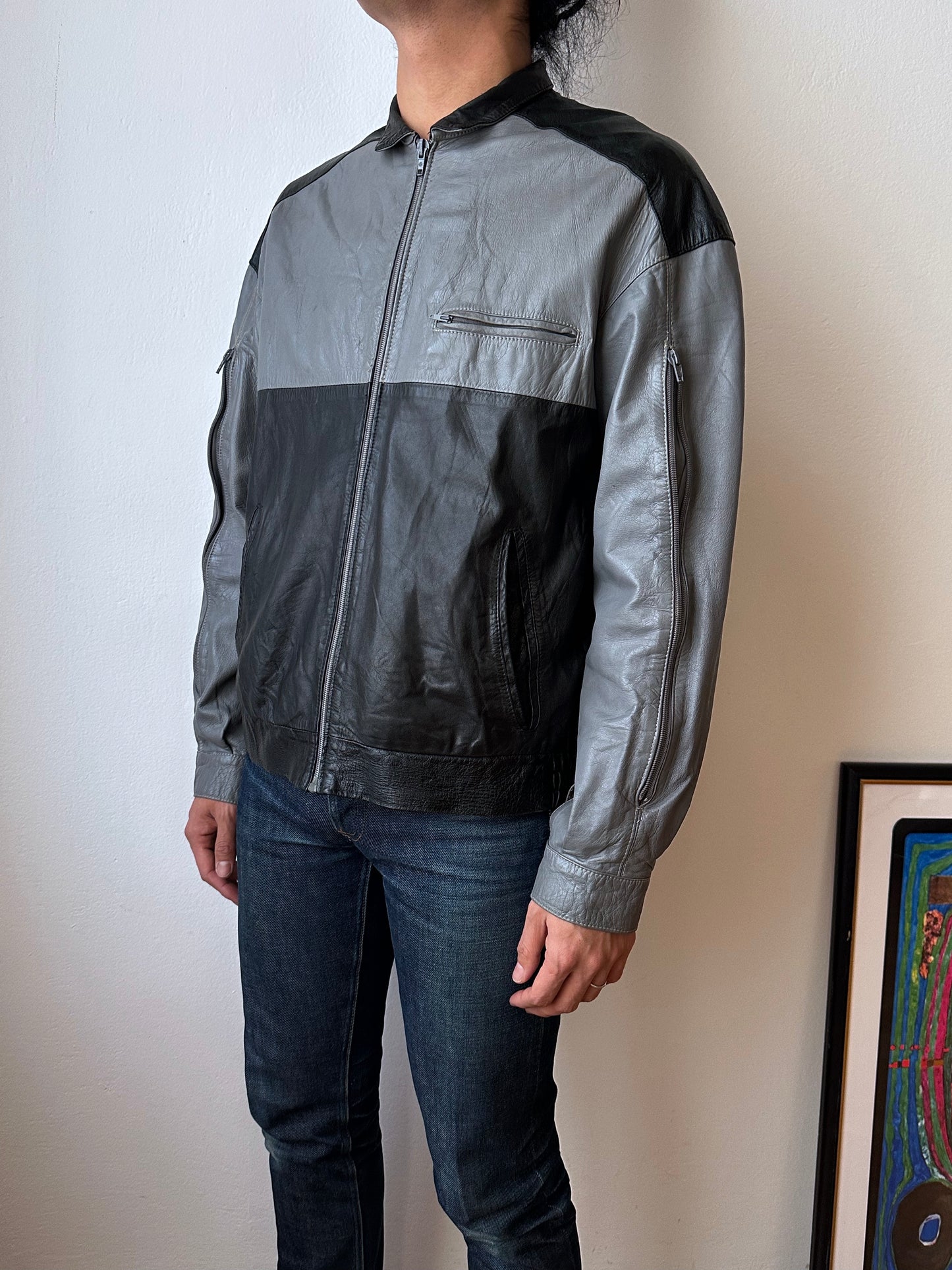 80s Two-tone Italian leather jacket