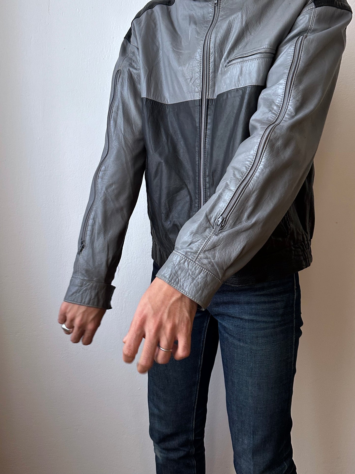 80s Two-tone Italian leather jacket