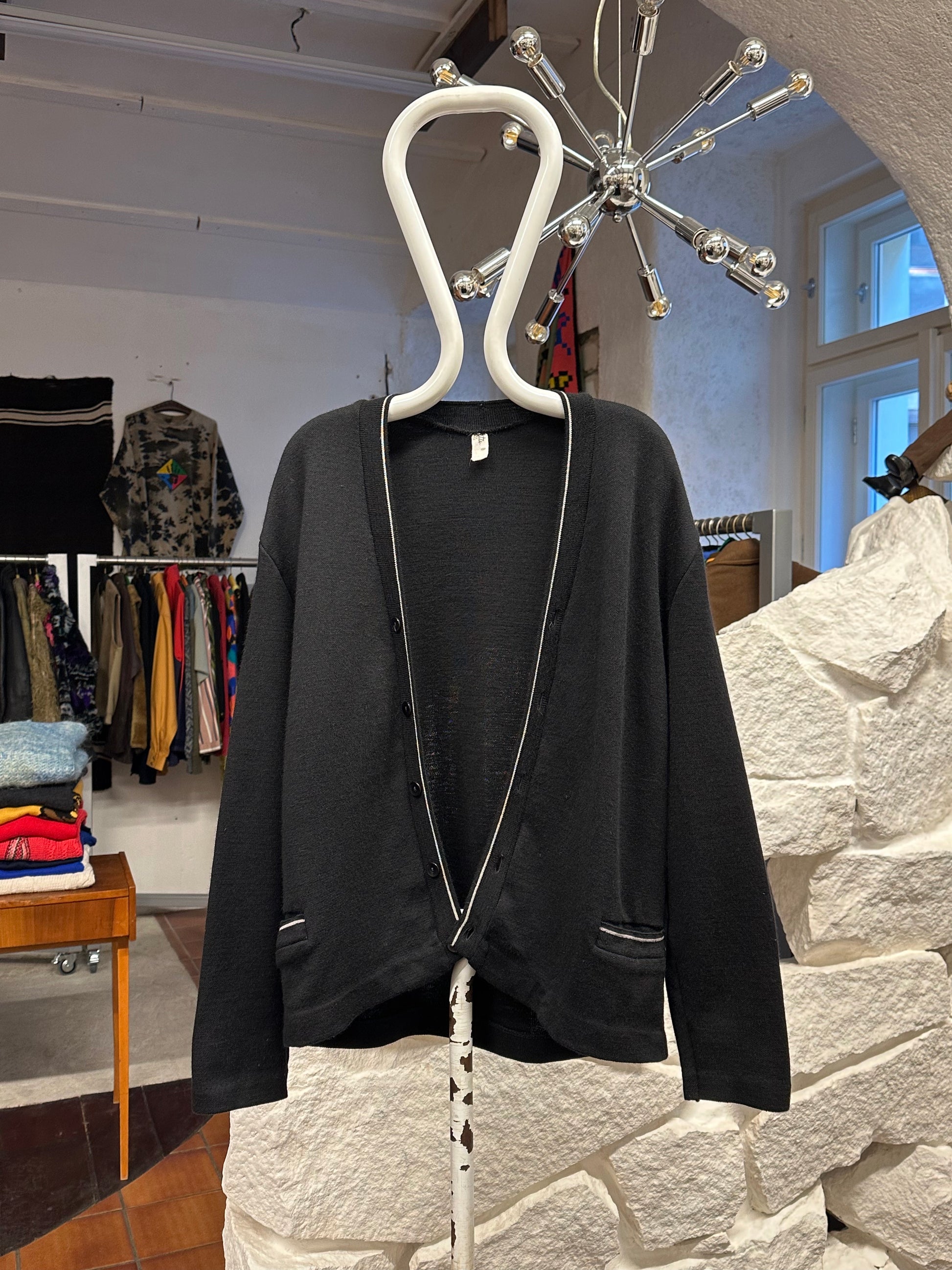 60's 60年代 Czechoslovakia チェコスロバキア Wool cardigan ウール カーディガン Vintage ヴィンテージ Toto 古着屋  古着 プラハ Praha Prague Vintage store Vintage clothing ユーロ古着 ヨーロッパ古着 古着卸 Black 黒