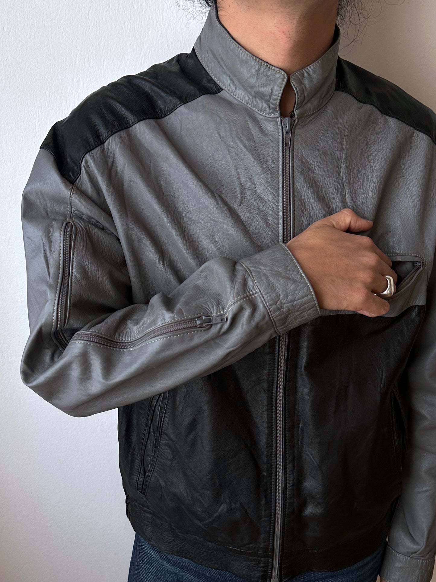 80s Two-tone Italian leather jacket