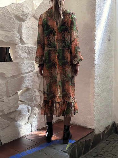 70s silk sheer chiffon dress