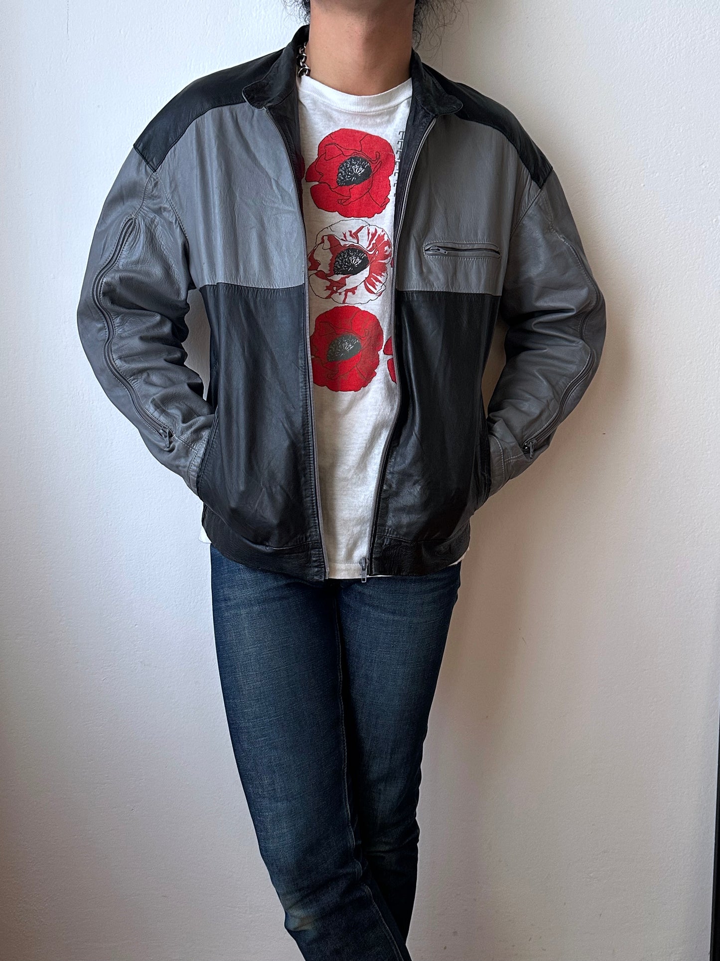 80s Two-tone Italian leather jacket