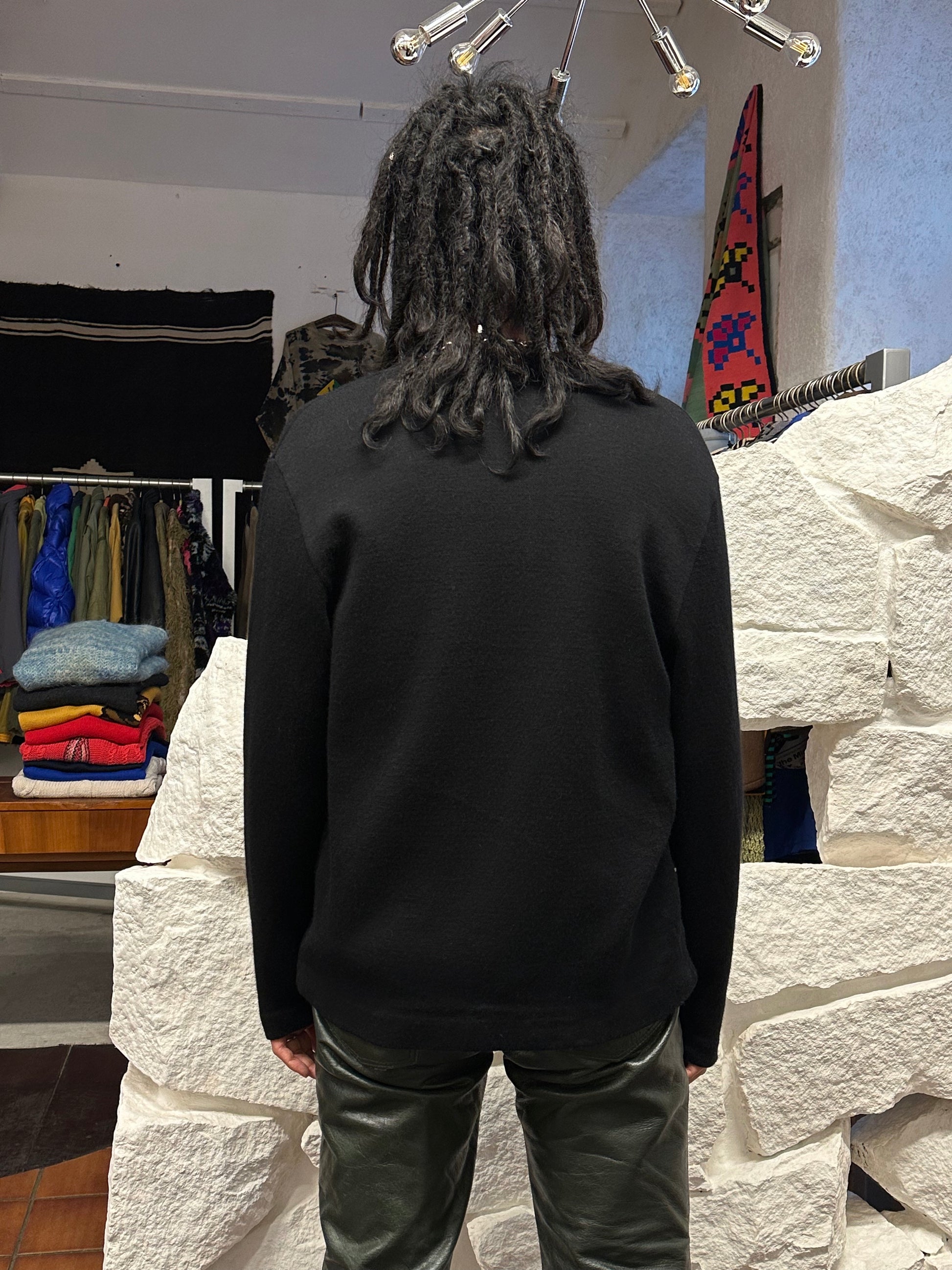 60's 60年代 Czechoslovakia チェコスロバキア Wool cardigan ウール カーディガン Vintage ヴィンテージ Toto 古着屋  古着 プラハ Praha Prague Vintage store Vintage clothing ユーロ古着 ヨーロッパ古着 古着卸 Black 黒