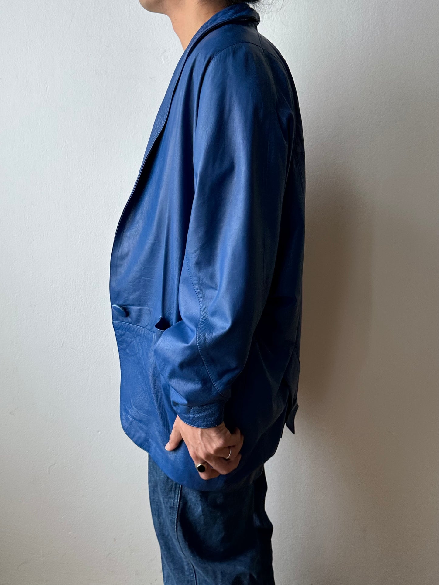 1980s Blue Leather jacket