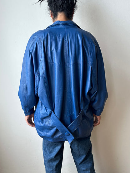 1980s Blue Leather jacket
