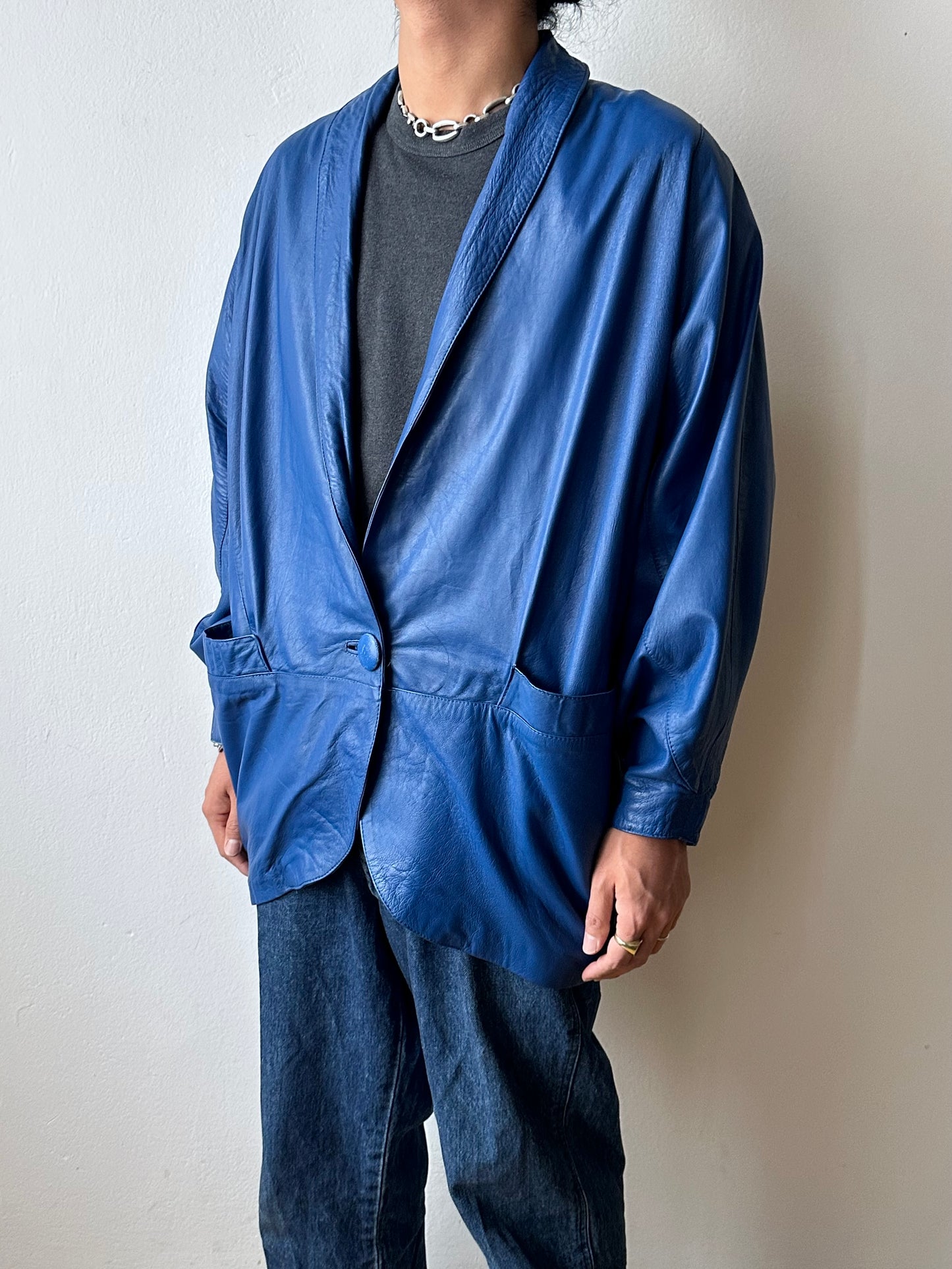 1980s Blue Leather jacket