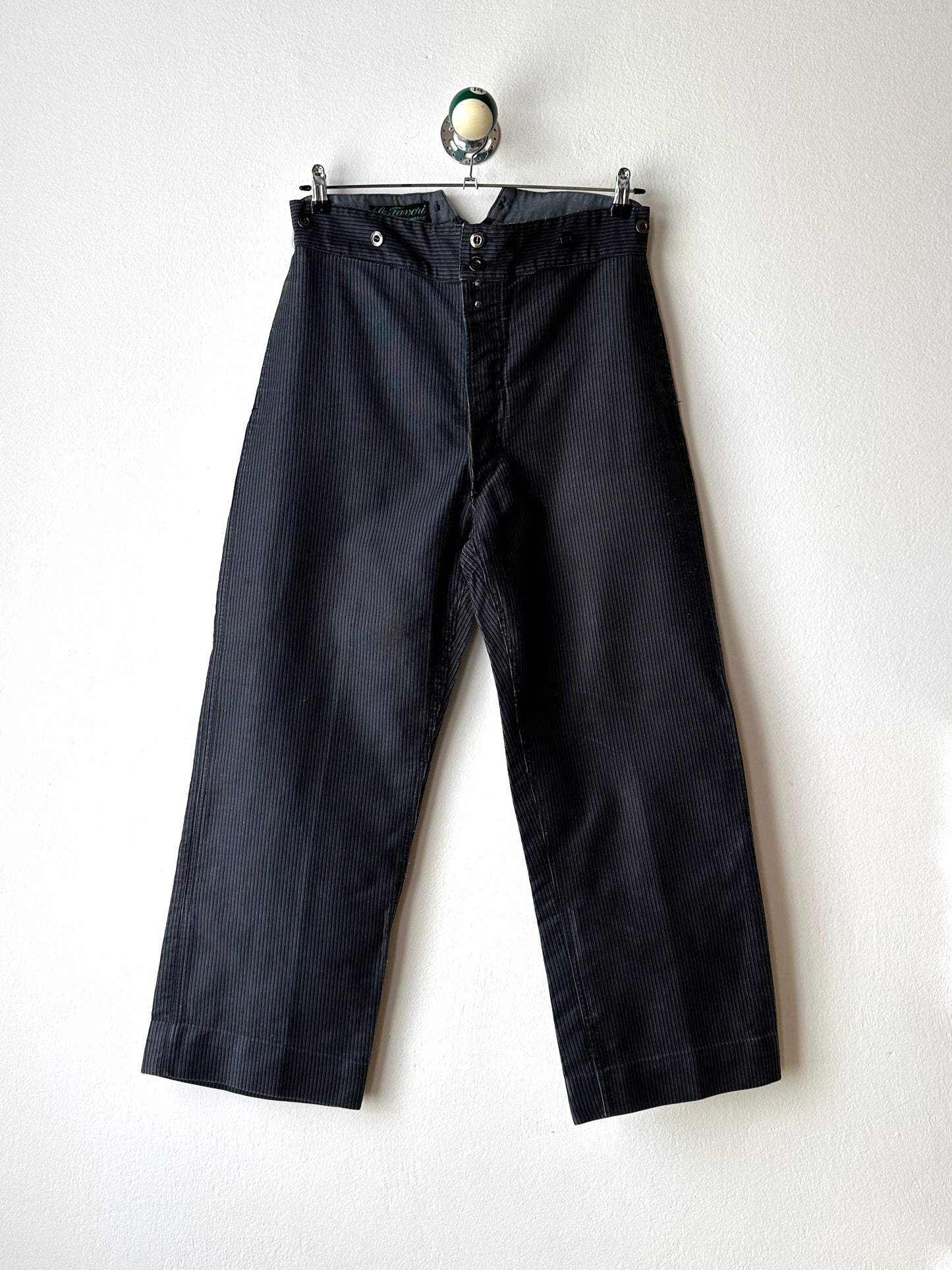 Le Favori French work 1930's 30年代 フレンチワーク Trousers メタルボタン  フレンチヴィンテージ Toto Praha Vintage clothing shop Antique shop 古着屋 プラハ Showroom appointment Prague ユーロ古着 ヨーロッパ古着 古着卸 ヴィンテージ