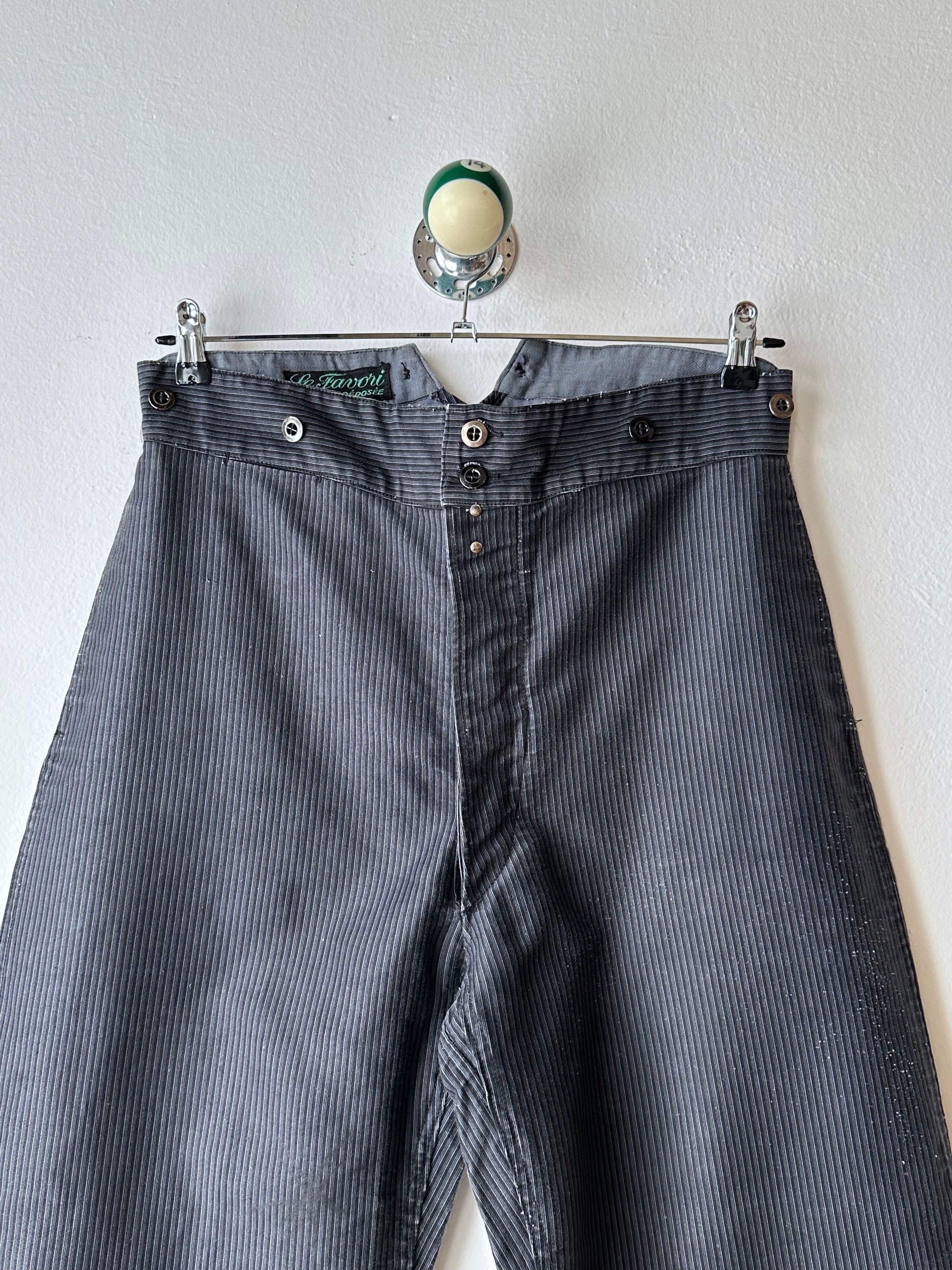 Le Favori French work 1930's 30年代 フレンチワーク Trousers メタルボタン  フレンチヴィンテージ Toto Praha Vintage clothing shop Antique shop 古着屋 プラハ Showroom appointment Prague ユーロ古着 ヨーロッパ古着 古着卸 ヴィンテージ