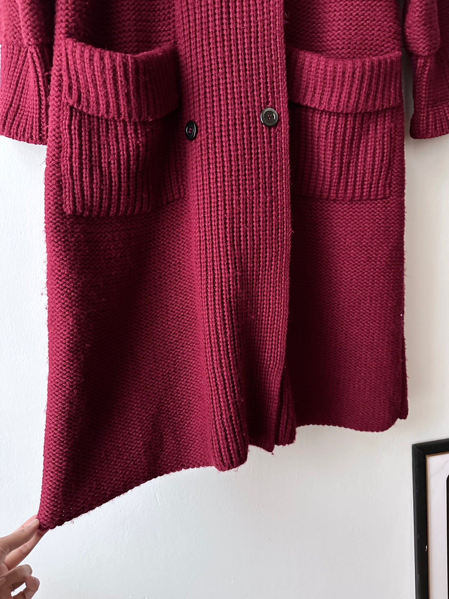 French vintage burgundy wool knit coat