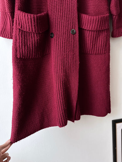 French vintage burgundy wool knit coat