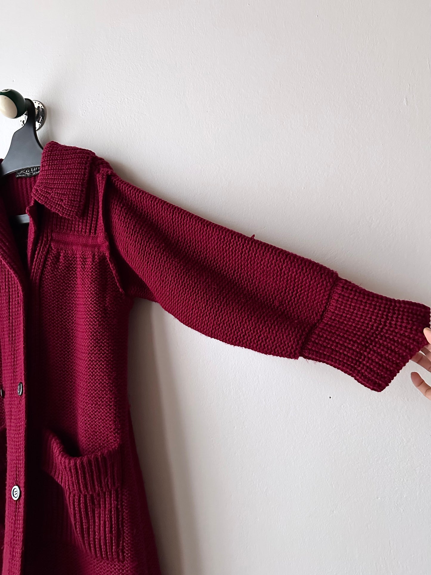 French vintage burgundy wool knit coat