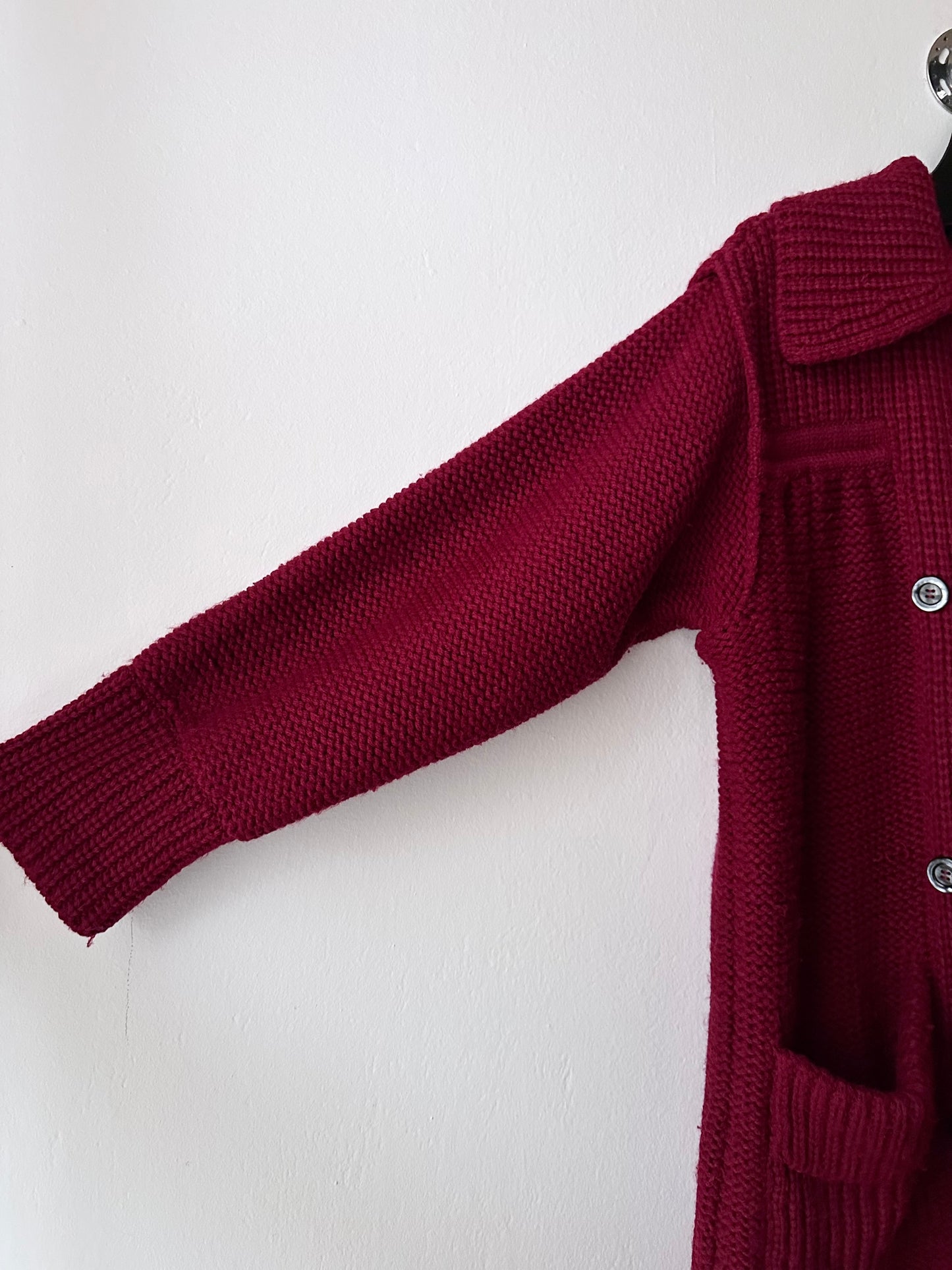 French vintage burgundy wool knit coat