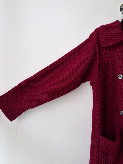 French vintage burgundy wool knit coat