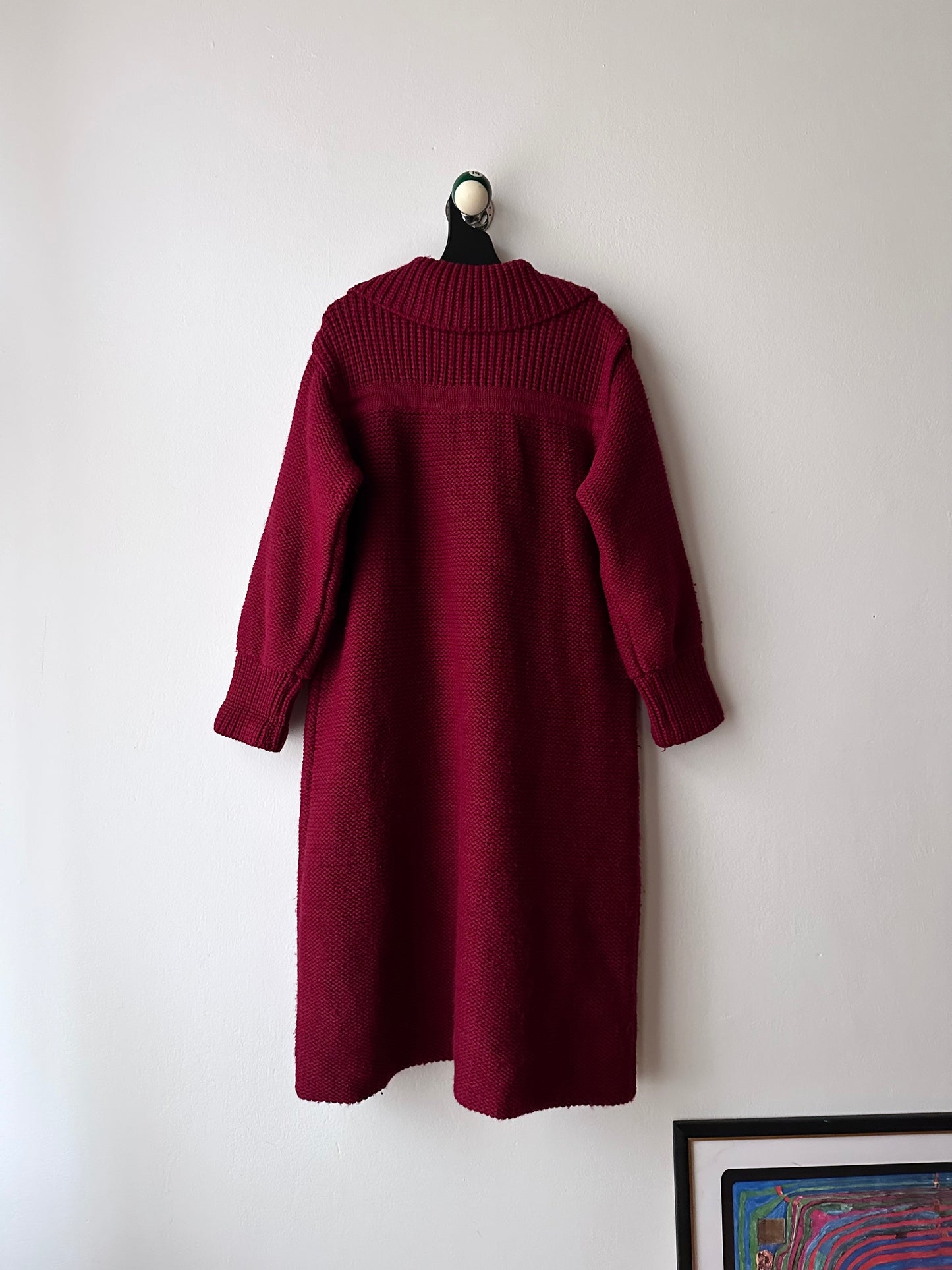 French vintage burgundy wool knit coat