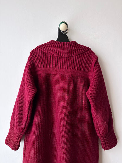 French vintage burgundy wool knit coat