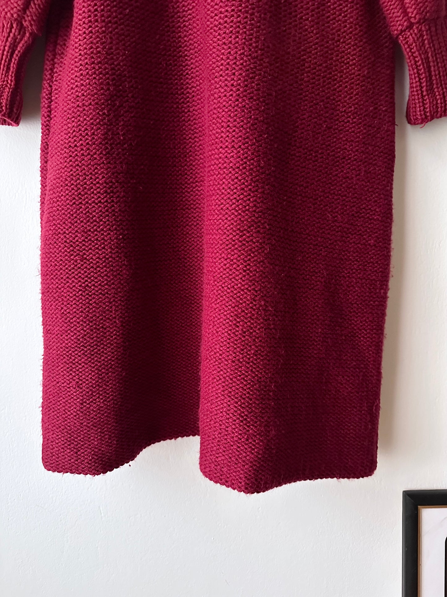 French vintage burgundy wool knit coat