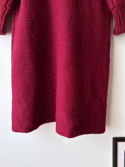 French vintage burgundy wool knit coat