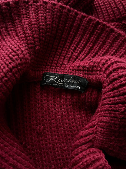 French vintage burgundy wool knit coat