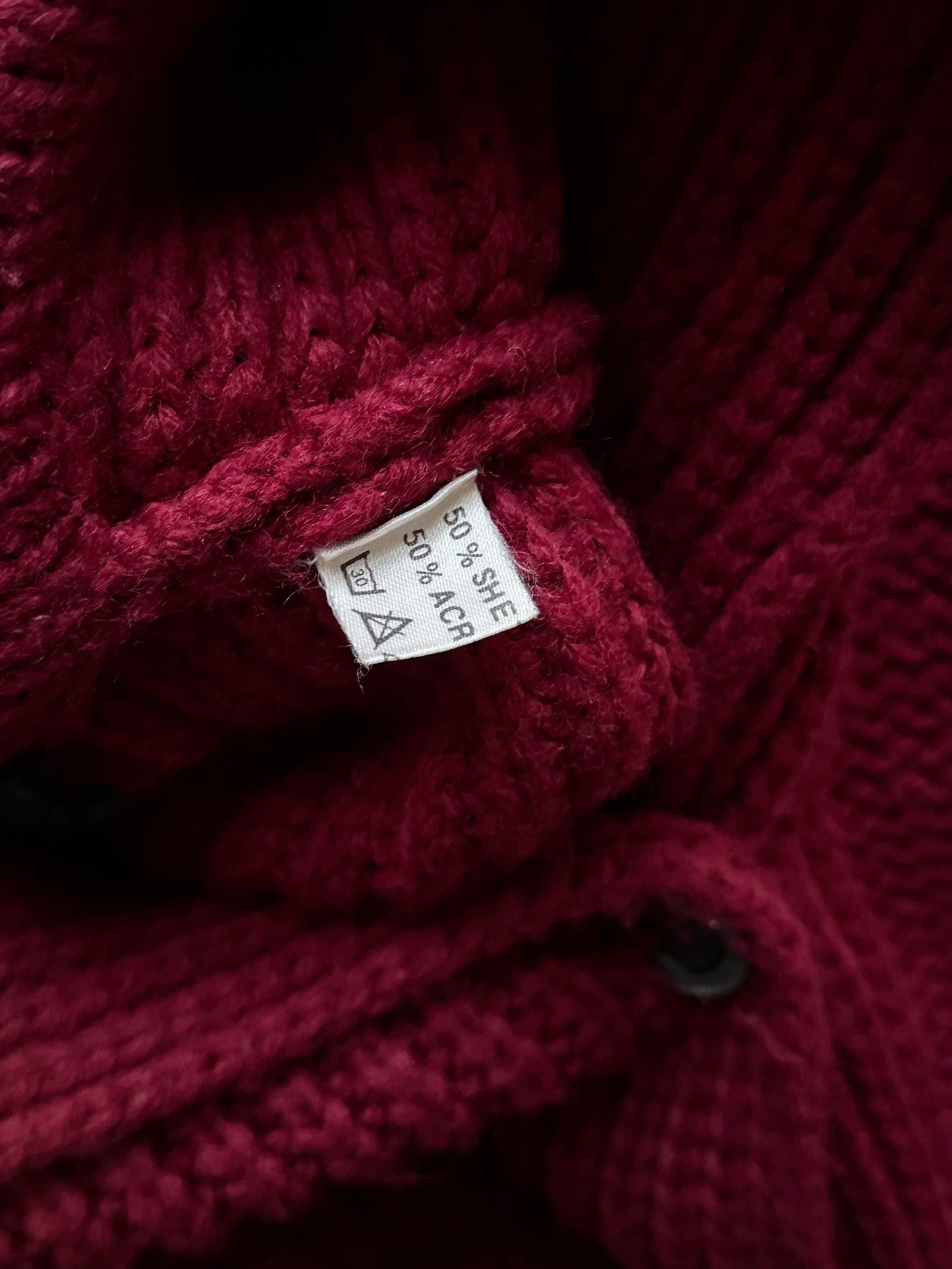 French vintage burgundy wool knit coat
