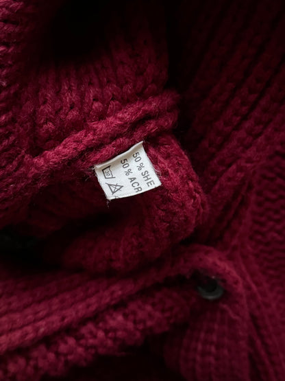 French vintage burgundy wool knit coat