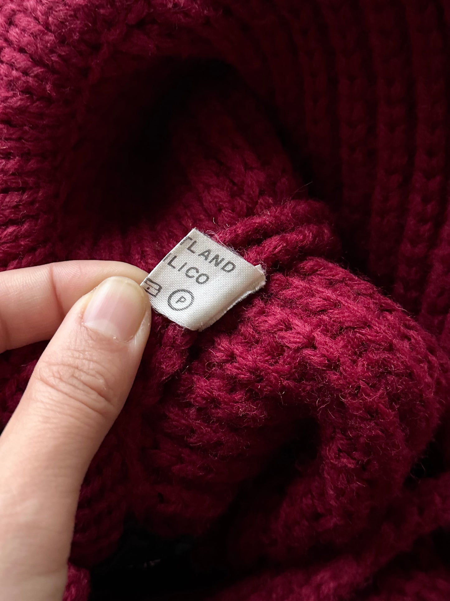 French vintage burgundy wool knit coat