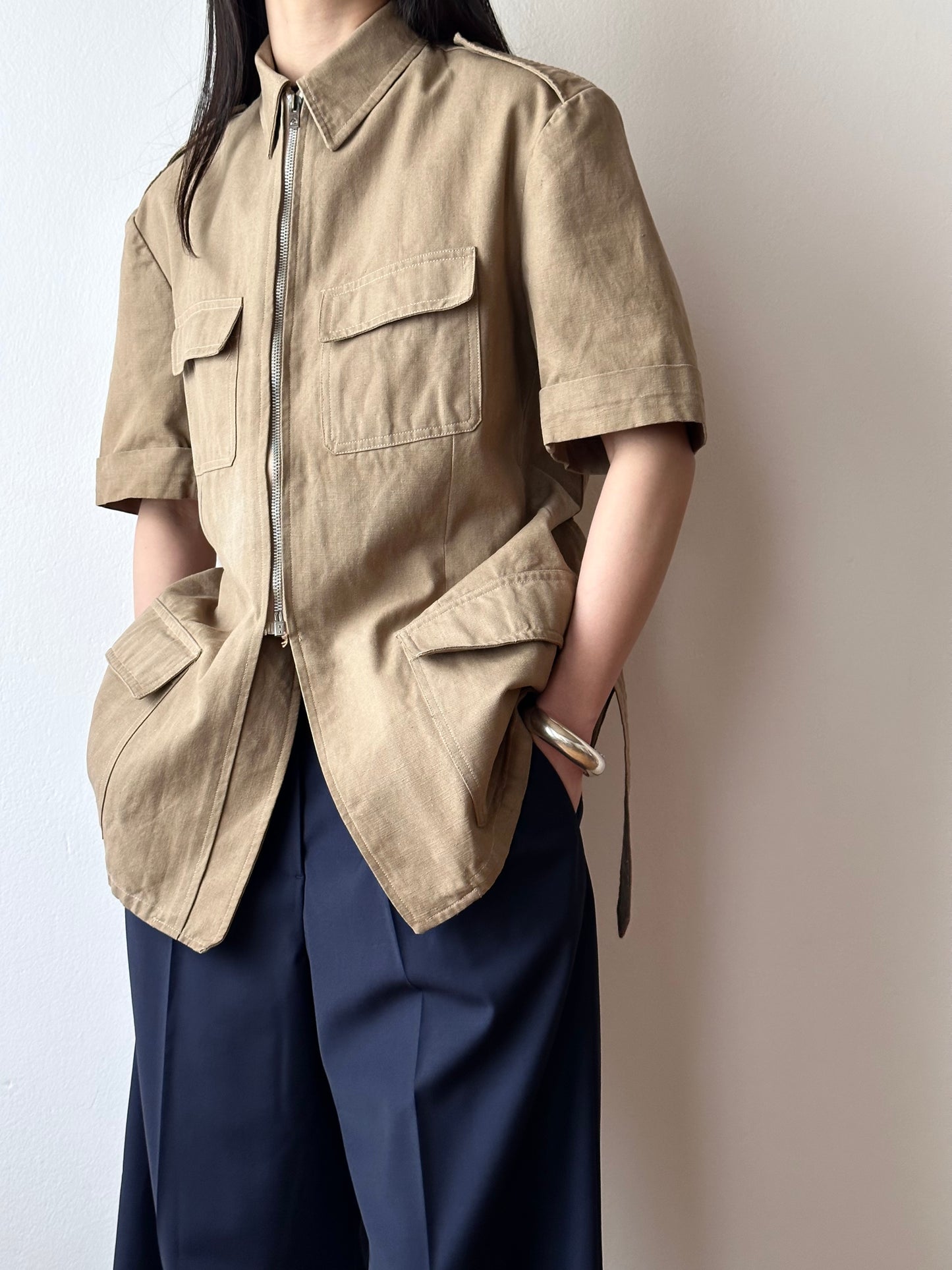 Belle Jardiniere ベルジャルディニエール ベル ジャルディニエール フランス フレンチヴィンテージ 古着 ヴィンテージ France french vintage cotton canvas safari jacket サファリジャケット ワークシャツ