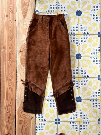 80s Italian suede cowgirl trouser W27