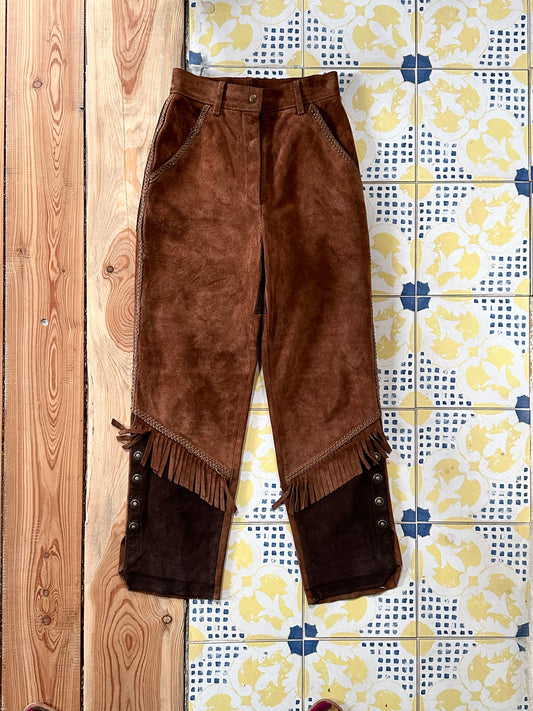 80s Italian suede cowgirl trouser W27