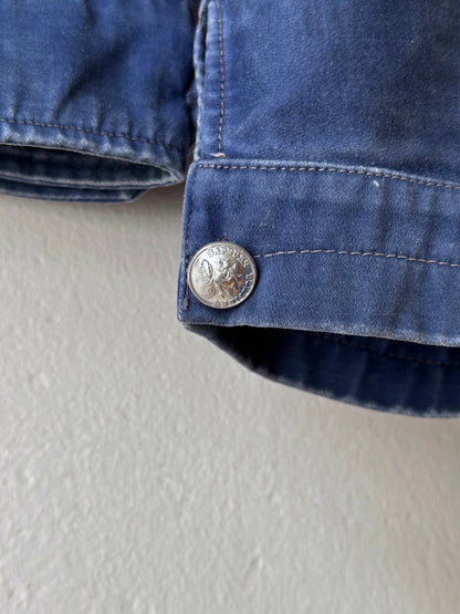 Circa 1940s Mont Saint Michel Blue Moleskin Firefighter Jacket