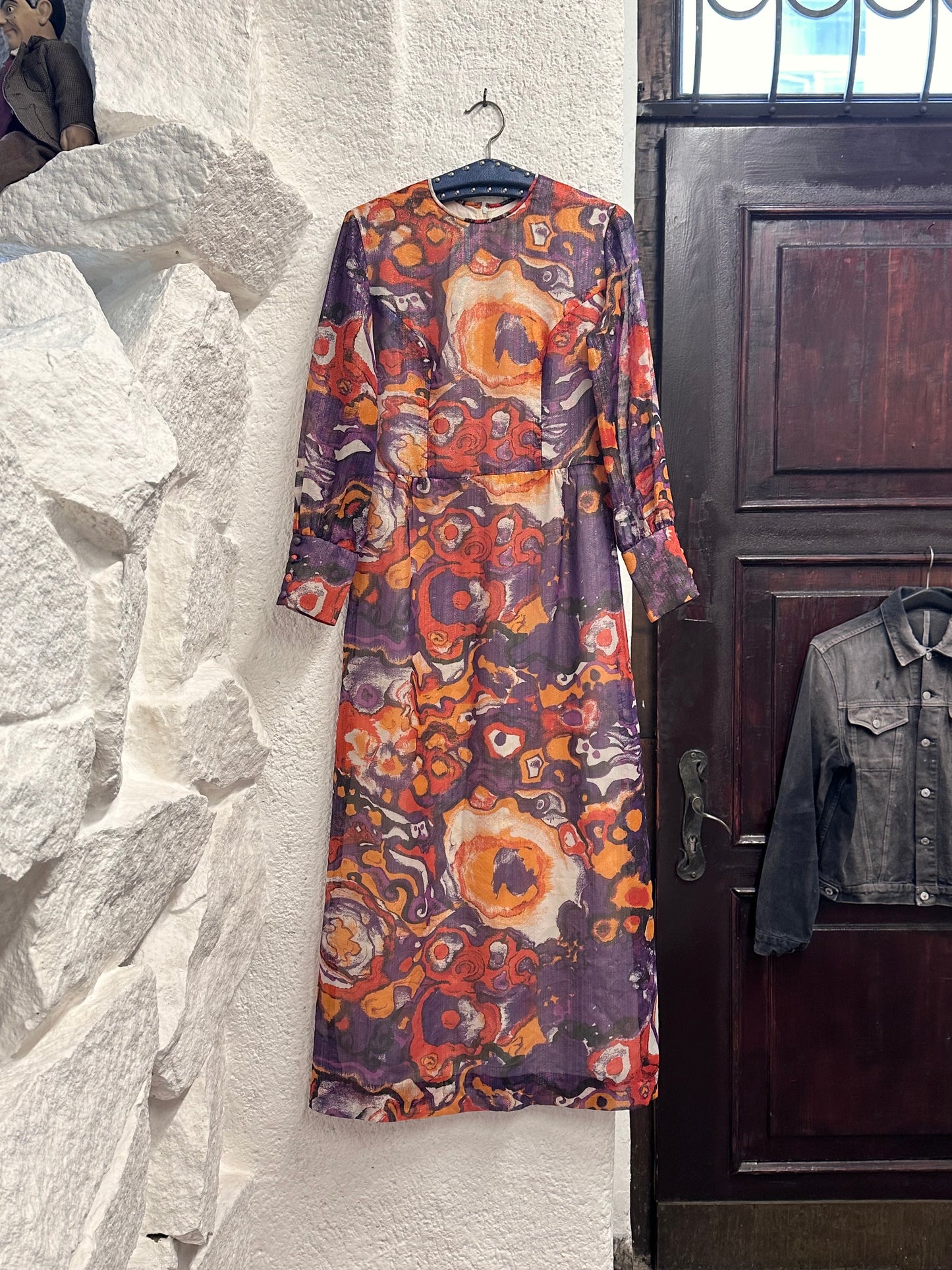 70s abstract art dress