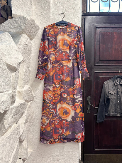 70s abstract art dress