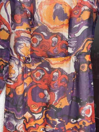 70s abstract art dress