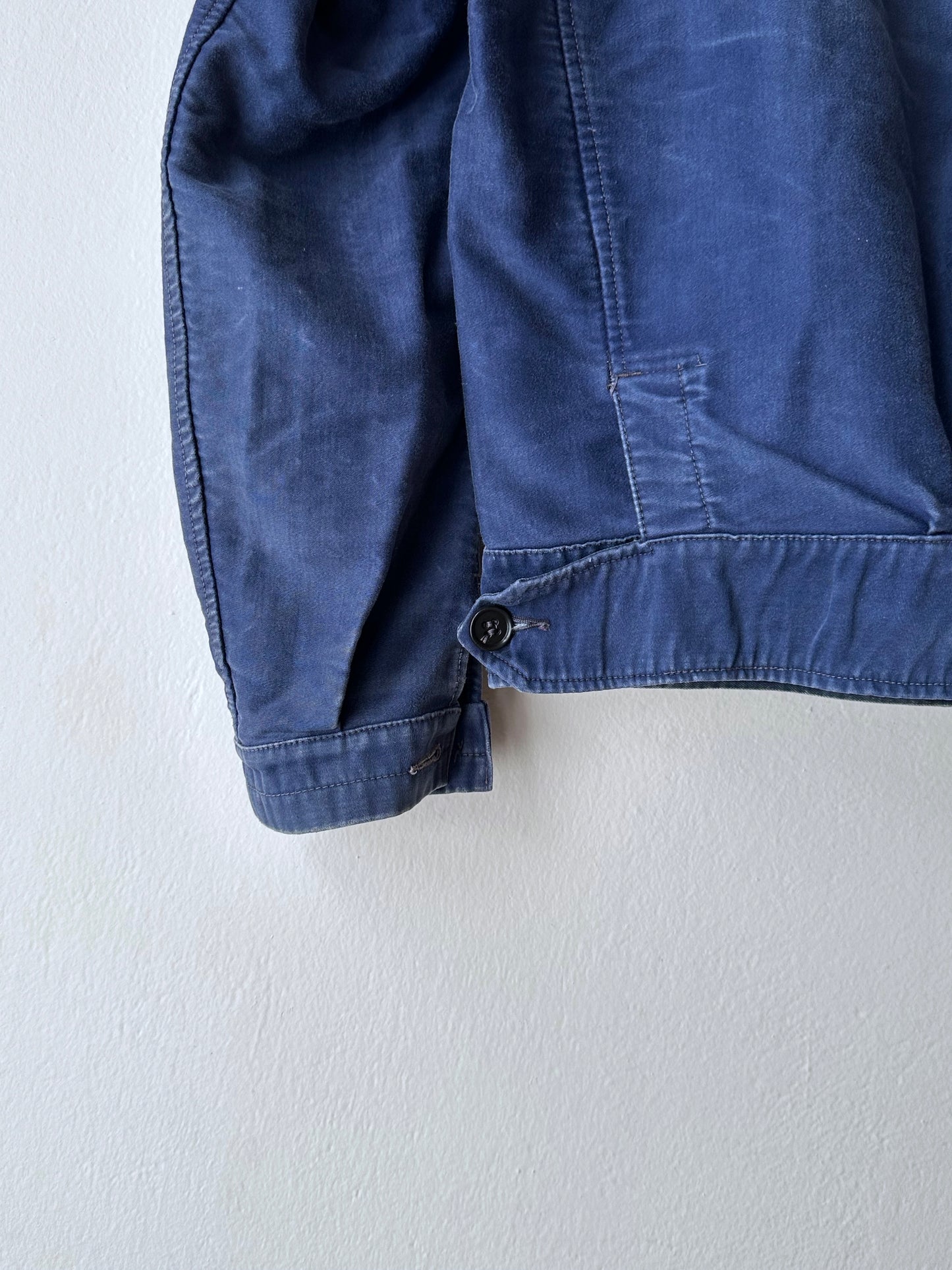 Circa 1940s Mont Saint Michel Blue Moleskin Firefighter Jacket