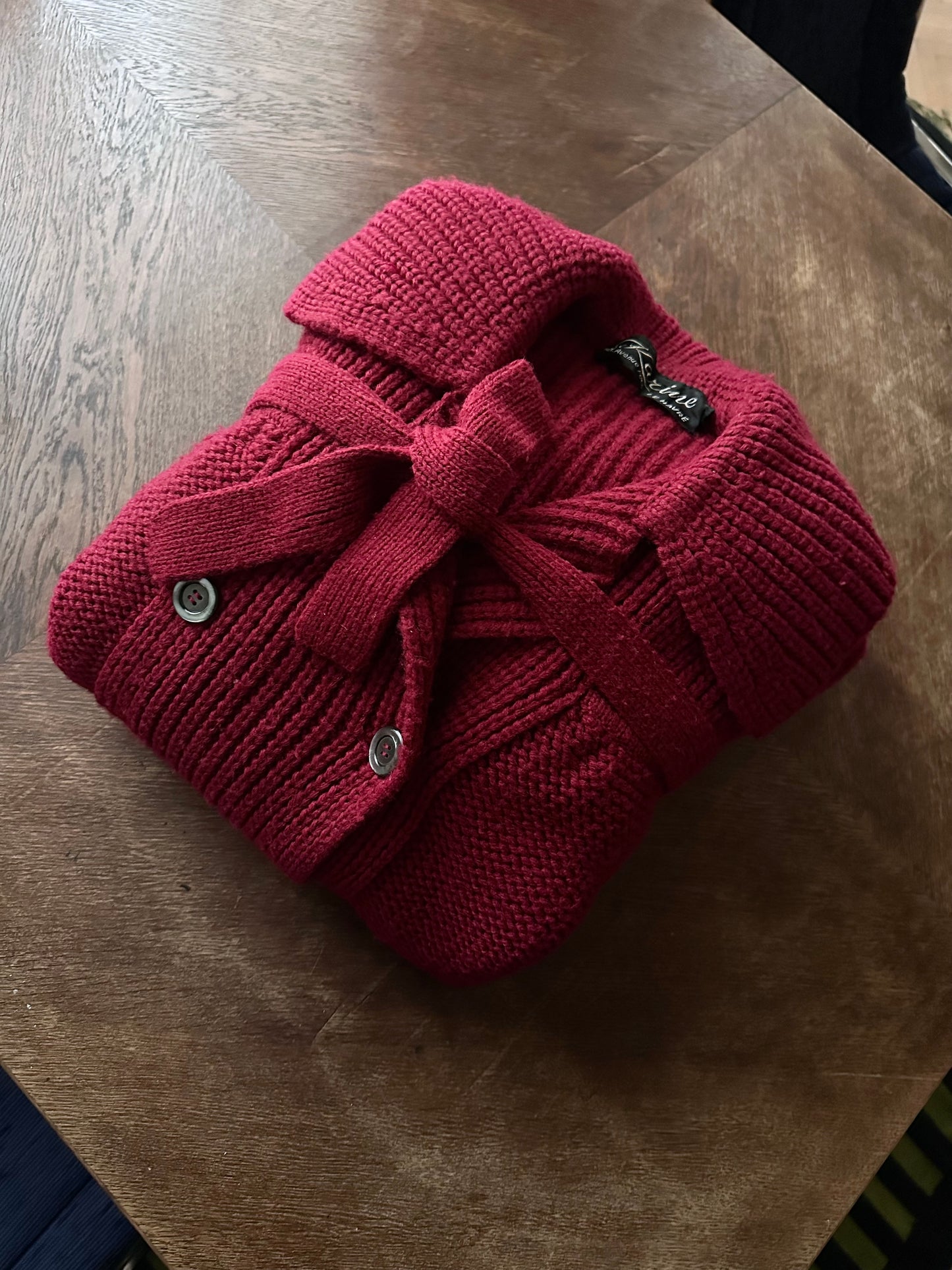 French vintage burgundy wool knit coat